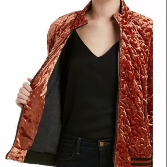 Bernardo Velvet Quilted Star Bomber Jacket PS - Picture 2 of 16